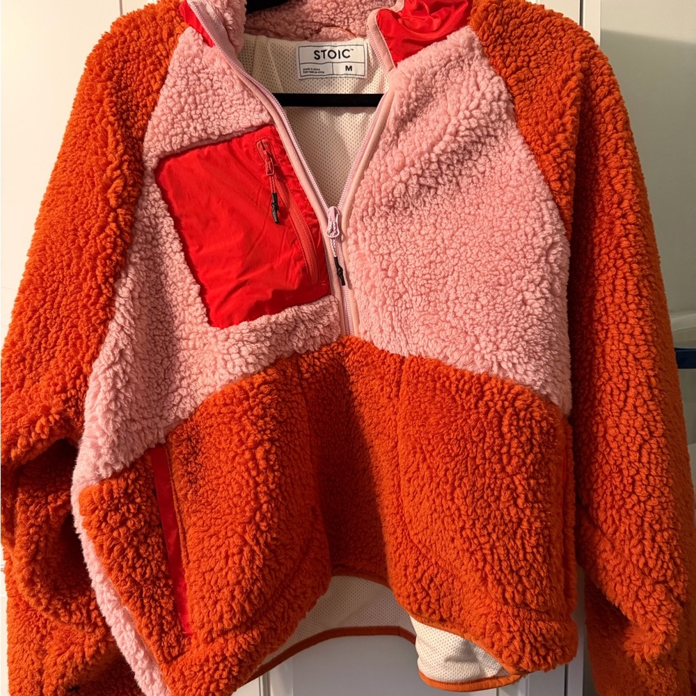 Stoic Women's Pink and Orange Fleece Jacket